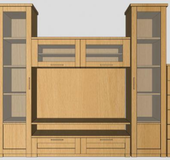 电视站书柜组合式SU模型下载_sketchup草图大师SKP模型