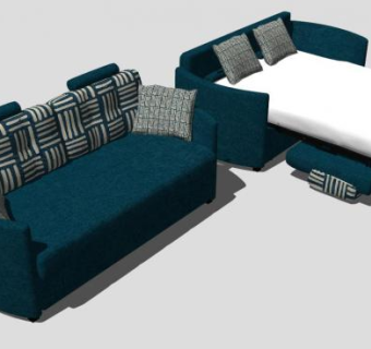 布艺软床沙发床SU模型下载_sketchup草图大师SKP模型