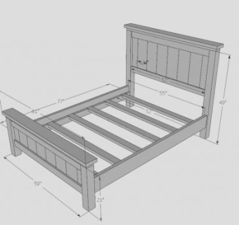 白色板条床乡村农舍床SU模型下载_sketchup草图大师SKP模型