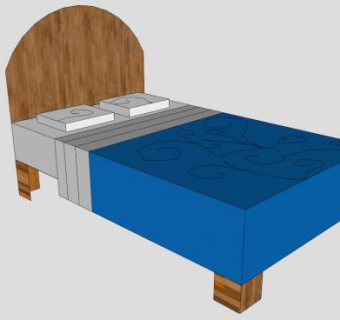 实木板床双色床SU模型下载_sketchup草图大师SKP模型
