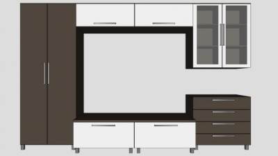 组合式客厅现代电视柜SU模型下载_sketchup草图大师SKP模型