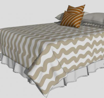 简约双人床SU模型下载_sketchup草图大师SKP模型