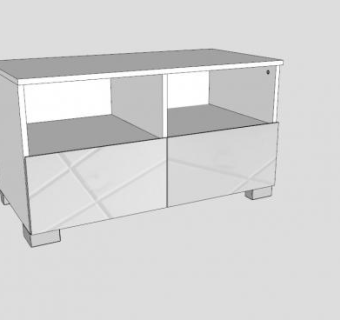 简约纯白电视柜SU模型下载_sketchup草图大师SKP模型