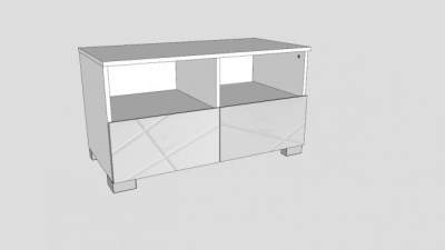 简约纯白电视柜SU模型下载_sketchup草图大师SKP模型