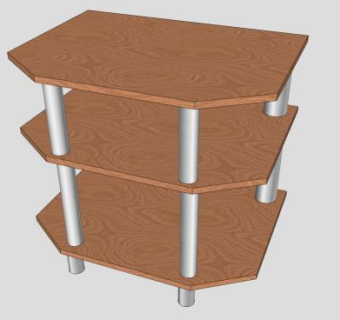 木质三层简约电视柜SU模型下载_sketchup草图大师SKP模型