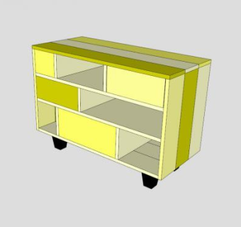 黄色胶合板电视柜SU模型下载_sketchup草图大师SKP模型