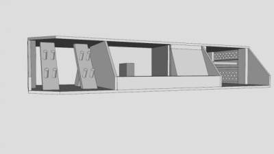 白色现代地柜式电视柜SU模型下载_sketchup草图大师SKP模型