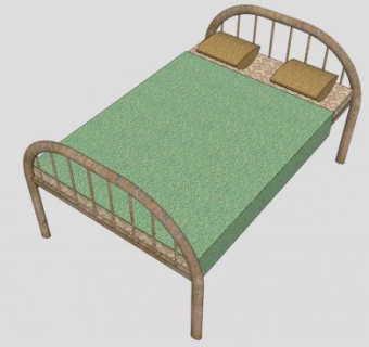 铁艺双人床古董床SU模型下载_sketchup草图大师SKP模型