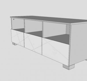 灰色现代简约电视柜SU模型下载_sketchup草图大师SKP模型