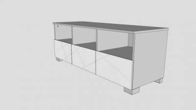 灰色现代简约电视柜SU模型下载_sketchup草图大师SKP模型