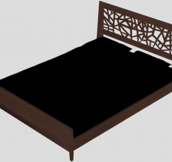 古董床平台床SU模型下载_sketchup草图大师SKP模型