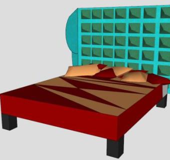 酒店双人床SU模型下载_sketchup草图大师SKP模型