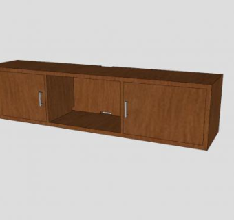 一字型木制电视柜SU模型下载_sketchup草图大师SKP模型