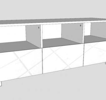 纯白色现代电视柜SU模型下载_sketchup草图大师SKP模型