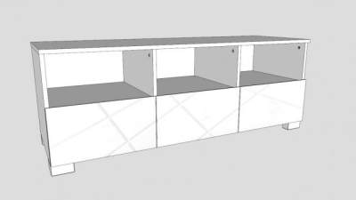 纯白色现代电视柜SU模型下载_sketchup草图大师SKP模型