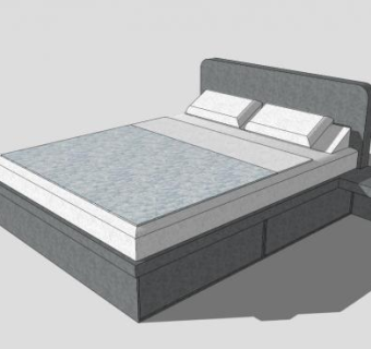现代日床双人床SU模型下载_sketchup草图大师SKP模型