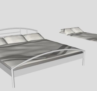 现代铁艺床SU模型下载_sketchup草图大师SKP模型