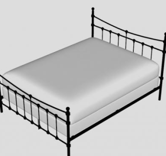 黑色铁艺双人板床SU模型下载_sketchup草图大师SKP模型
