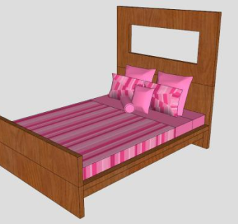 粉色平板床SU模型下载_sketchup草图大师SKP模型