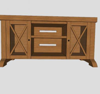 棕色木质电视柜SU模型下载_sketchup草图大师SKP模型
