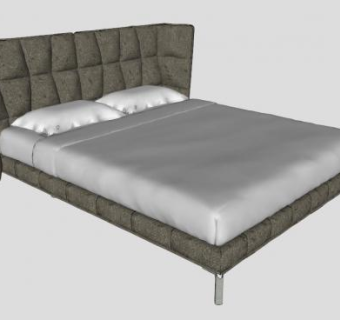 帕特丽夏皮革软床SU模型下载_sketchup草图大师SKP模型