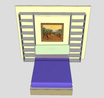 卧室墨菲床家具双人床SU模型下载_sketchup草图大师SKP模型