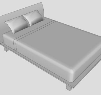 现代白色软包床SU模型下载_sketchup草图大师SKP模型