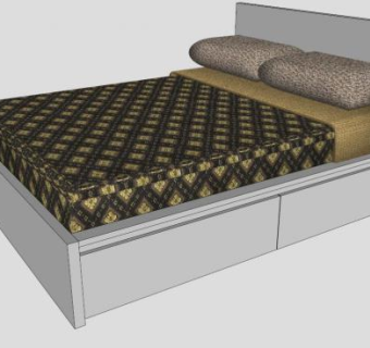 宜家白色储物板床SU模型下载_sketchup草图大师SKP模型