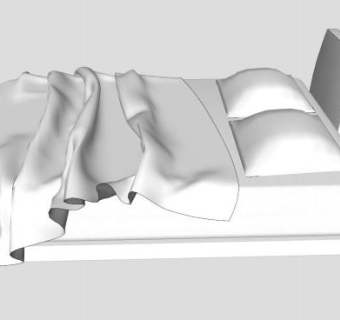 白色弹簧双人床SU模型下载_sketchup草图大师SKP模型