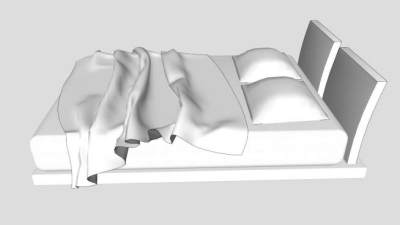 白色弹簧双人床SU模型下载_sketchup草图大师SKP模型