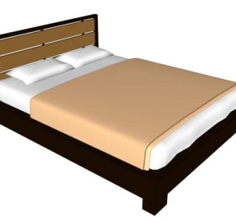 木制双人床SU模型下载_sketchup草图大师SKP模型