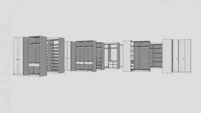 多款式鞋柜SU模型下载_sketchup草图大师SKP模型