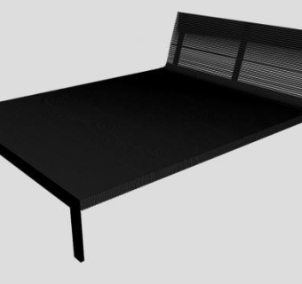 黑色金属双人床SU模型下载_sketchup草图大师SKP模型