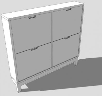 宜家家居白色鞋柜SU模型下载_sketchup草图大师SKP模型
