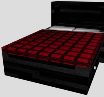 储物床黑色平板床SU模型下载_sketchup草图大师SKP模型