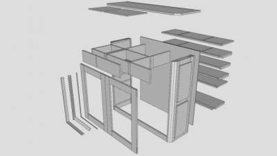 多彩的松鞋柜SU模型下载_sketchup草图大师SKP模型