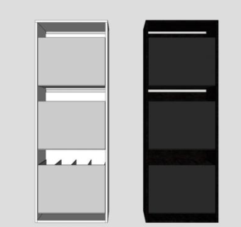 欧式黑白两色鞋柜SU模型下载_sketchup草图大师SKP模型