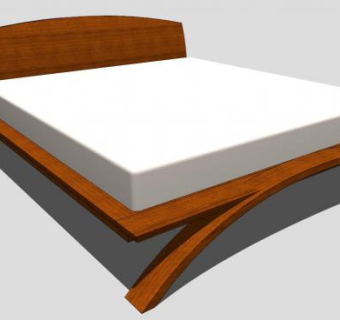 橡木板式双人床SU模型下载_sketchup草图大师SKP模型