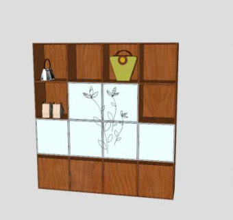 鞋柜和床组合式SU模型下载_sketchup草图大师SKP模型