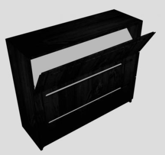 黑色翻斗鞋柜SU模型下载_sketchup草图大师SKP模型