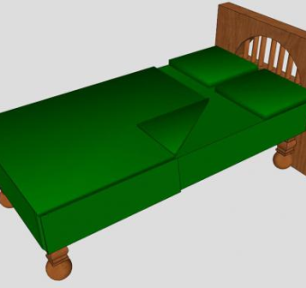 实木床板式床SU模型下载_sketchup草图大师SKP模型