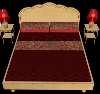 美式软床双人床SU模型下载_sketchup草图大师SKP模型