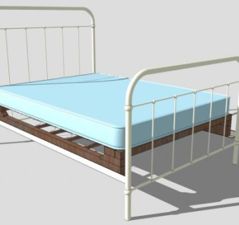 铁艺金属双人床SU模型下载_sketchup草图大师SKP模型