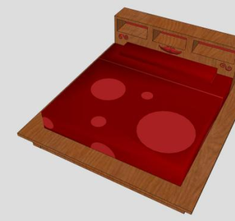 实木床红木双人床SU模型下载_sketchup草图大师SKP模型