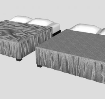 布艺软床平板双人床SU模型下载_sketchup草图大师SKP模型