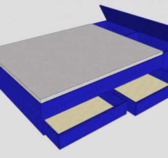 储物现代双人床SU模型下载_sketchup草图大师SKP模型