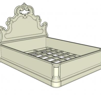 欧式双人床SU模型下载_sketchup草图大师SKP模型