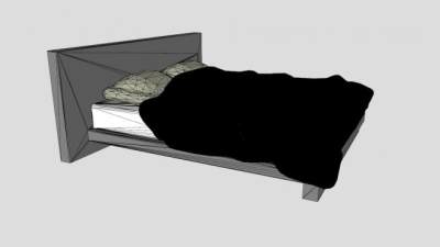 灰色家具双人床SU模型下载_sketchup草图大师SKP模型