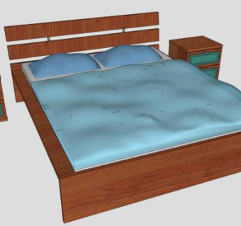 卧室家具双人床SU模型下载_sketchup草图大师SKP模型