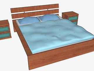 卧室家具双人床SU模型下载_sketchup草图大师SKP模型